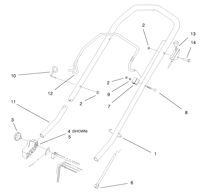 Handle Assembly Diagram and Parts List for 20804 8900001 - 8999999 Toro Lawn Mower