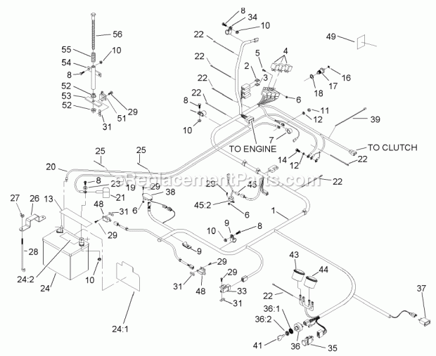 Electrical Components Assembly Diagram and Parts List for 74250 240000001-240999999 Toro Lawn Mower