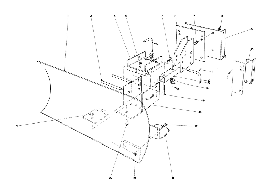 Grader Blade Assembly Model No. 59099 (Optional) Diagram and Parts List for 38150 7000001 - 7999999 Toro Snow Blower