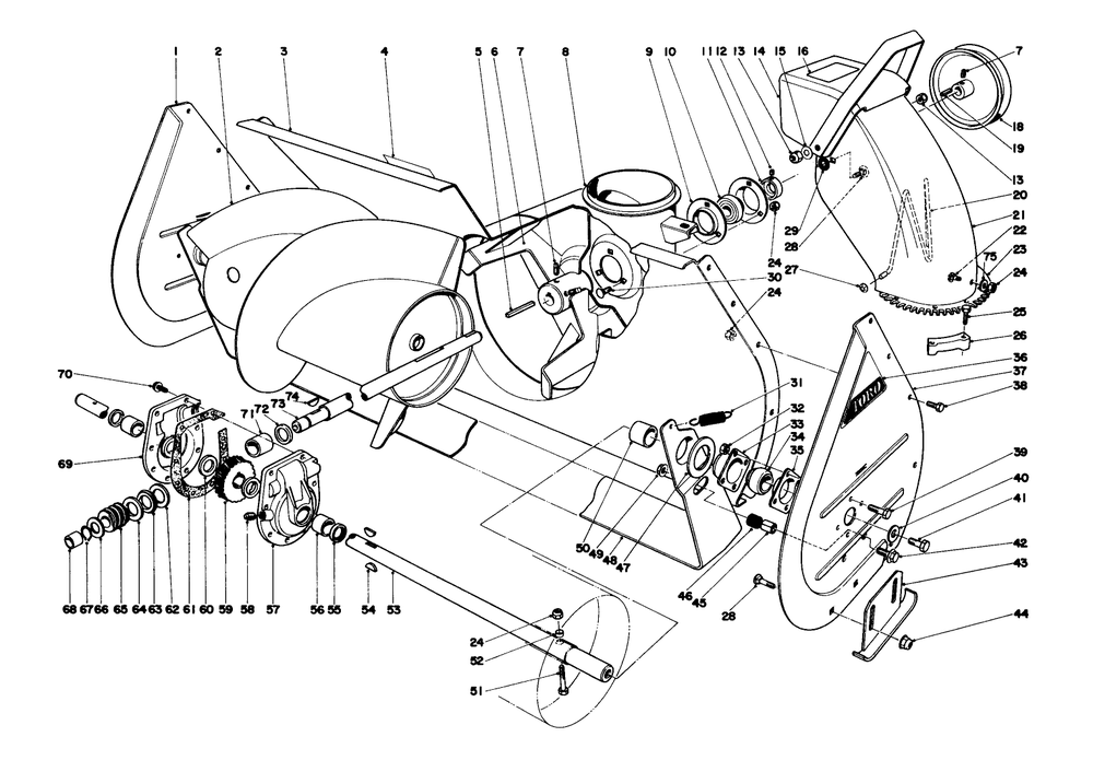 Auger Assembly (Model 31763) Diagram and Parts List for 31823 6000001 - 6999999 Toro Snow Blower