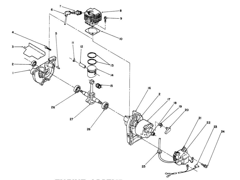 Engine Assembly (Continued) Diagram and Parts List for 51637 2000001 - 2999999 Toro Trimmer