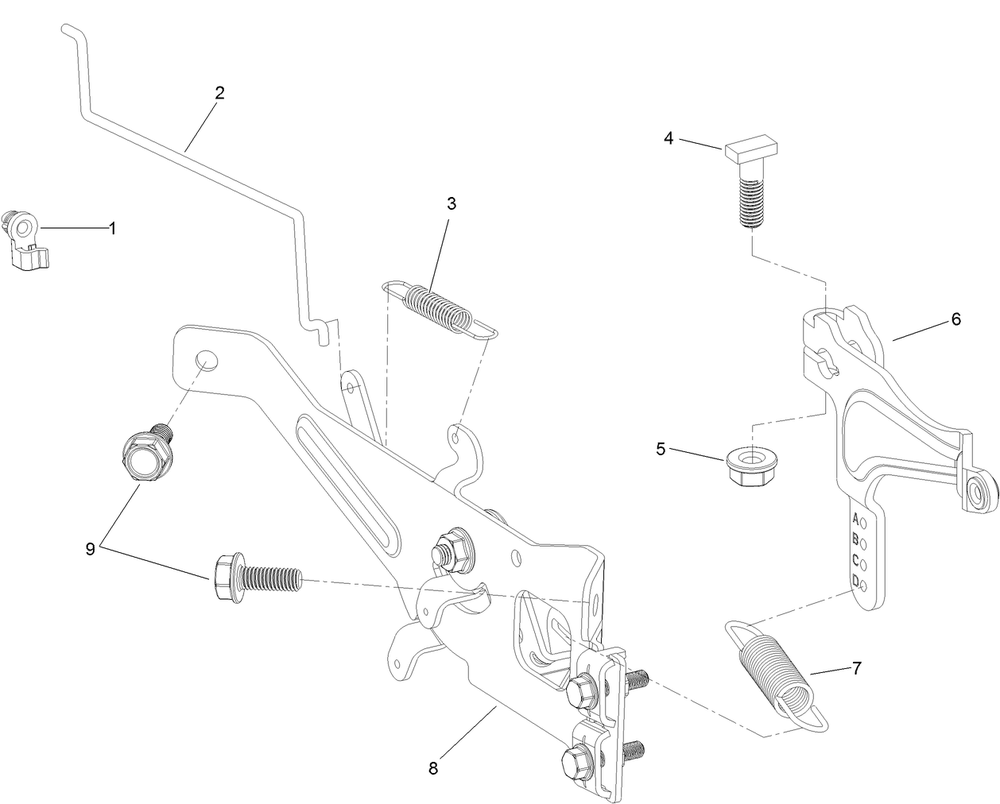 Governor Control Assembly Diagram and Parts List for 74450 400000000-402099999 Toro Lawn Tractor