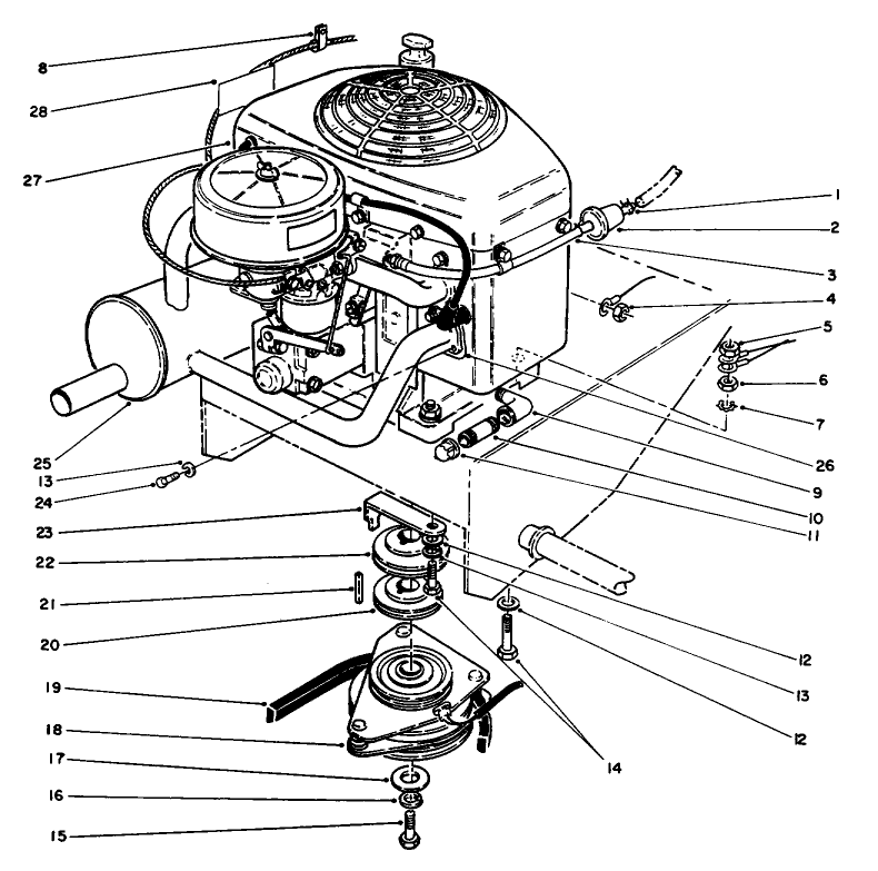Engine Assembly Diagram and Parts List for 30180 490001 - 490730 Toro Lawn Tractor Accessories