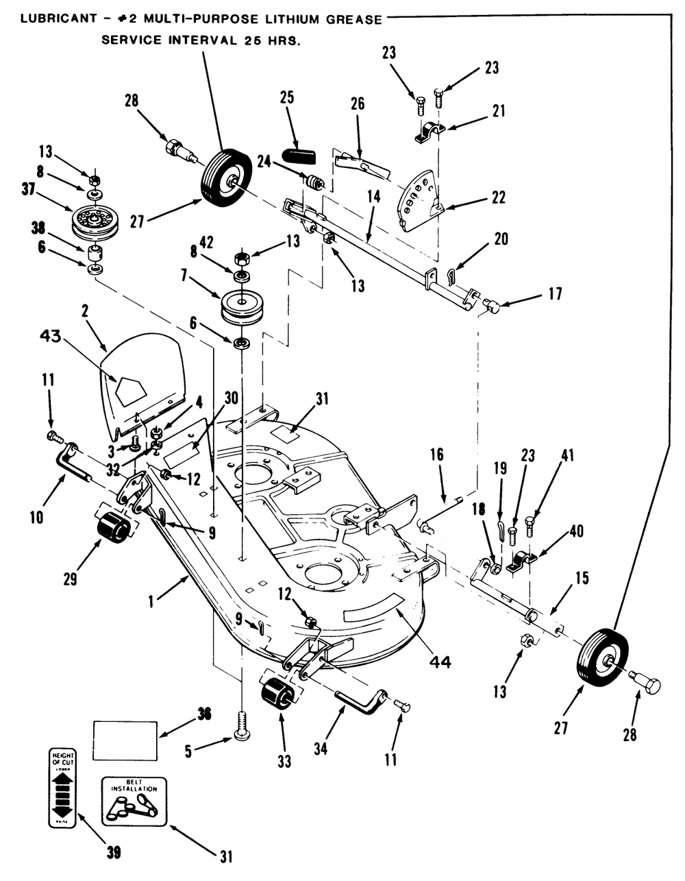 Deck Assembly (Continued) Diagram and Parts List for 05-37SC03 2000001 - 2999999 Toro Lawn Mower
