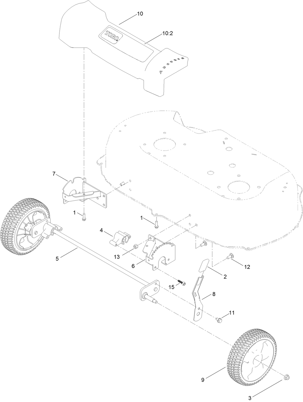Front Wheel And Height-Of-Cut Assembly Diagram and Parts List for 21811 413000000 - 414160194 Toro Lawn Mower