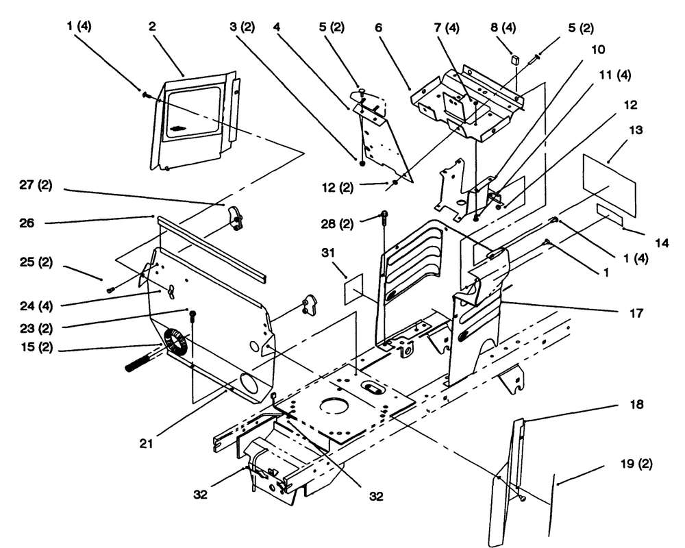 Hoodstand And Firewall Diagram and Parts List for 72063 4900001 - 4999999 Toro Lawn Tractor
