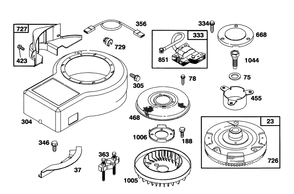 Engine Briggs & Stratton Model 286707-0452-01 Diagram and Parts List for 71203 3900001 - 3999999 Toro Lawn Tractor