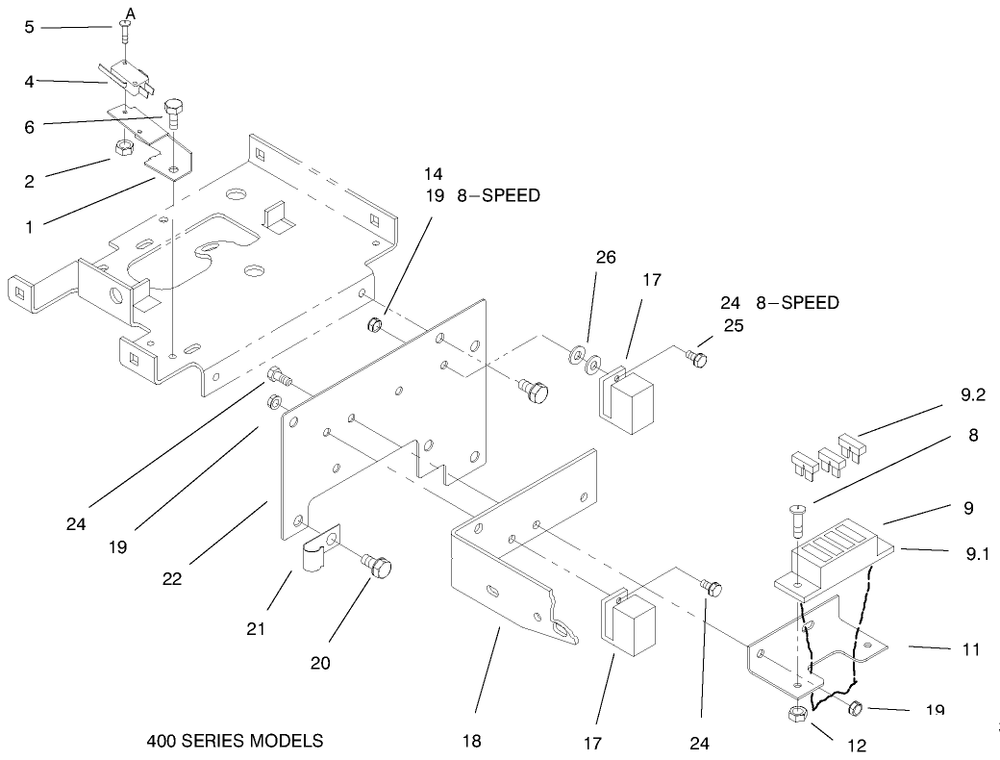 Hoodstand Electrical Housing & Wire Harness Diagram and Parts List for 73422 7900001 - 7999999 Toro Lawn Tractor