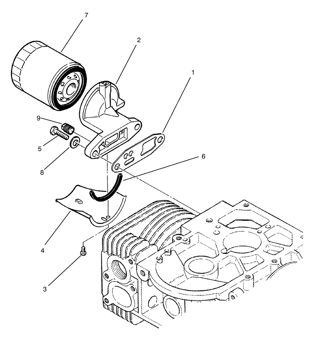 Oil Filter Assembly Diagram and Parts List for 74101 690001 - 699999 Toro Lawn Tractor