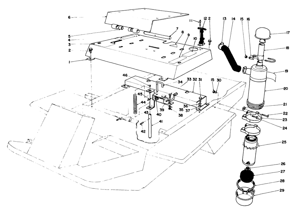 Seat Mount & Air Cleaner Assembly Diagram and Parts List for 30798 0000001 - 0999999 Toro Lawn Tractor