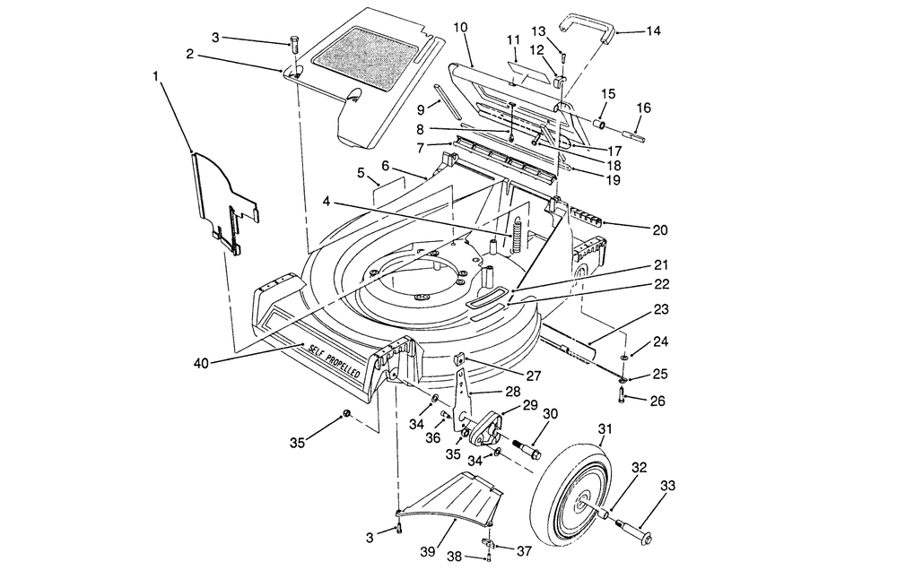 Housing Assembly Diagram and Parts List for 26682 0000001 - 0999999 Toro Lawn Mower