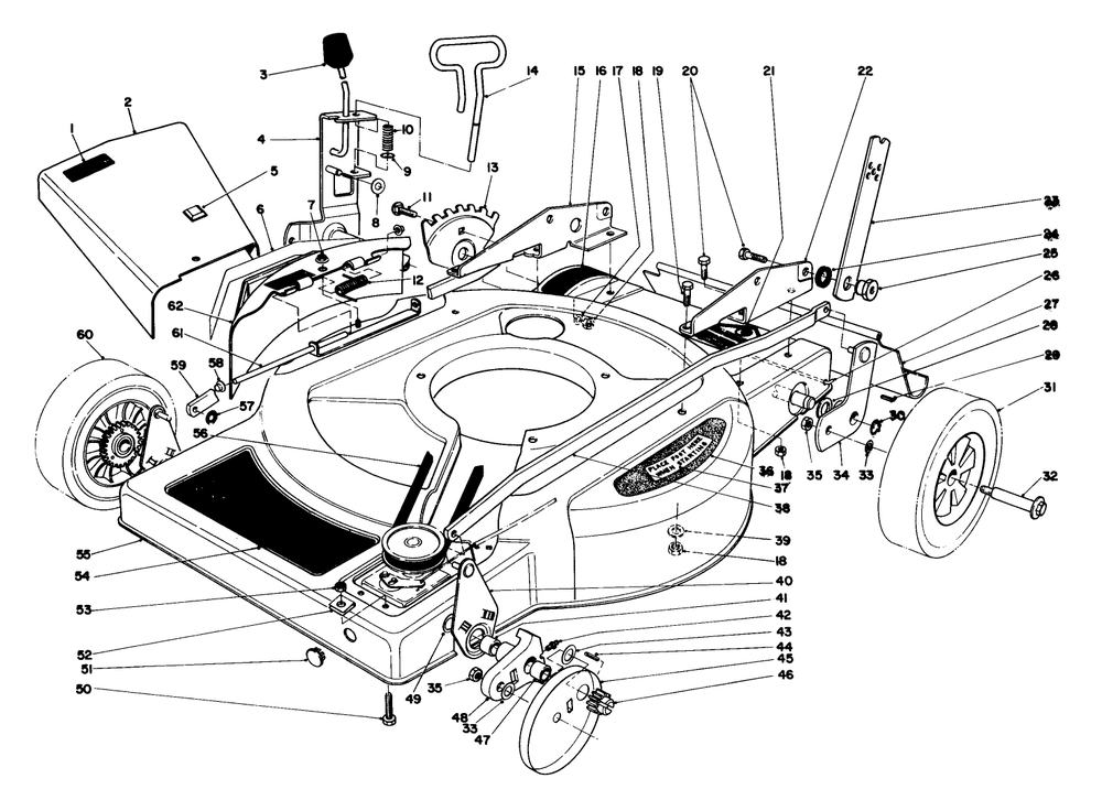 Housing Assembly Model 18010 Diagram and Parts List for 18005 2000001 - 2999999 Toro Lawn Mower
