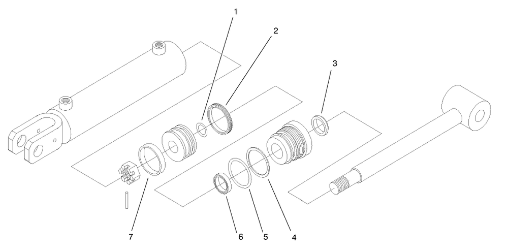 Hydraulic Cylinder Assembly Diagram and Parts List for 22414 890001 - 899999 Toro Lawn Tractor Accessories
