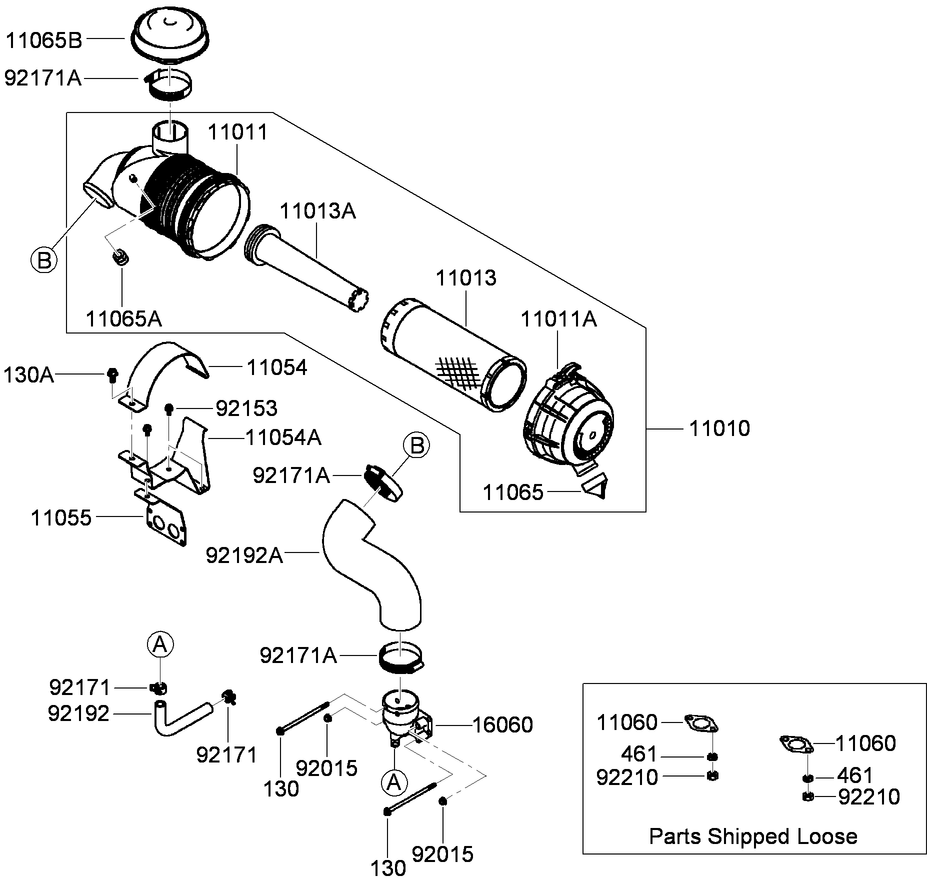 Air Filter And Muffler Assembly Diagram and Parts List for 74945CP (290000001-290999999)(2009) Toro Lawn Mower