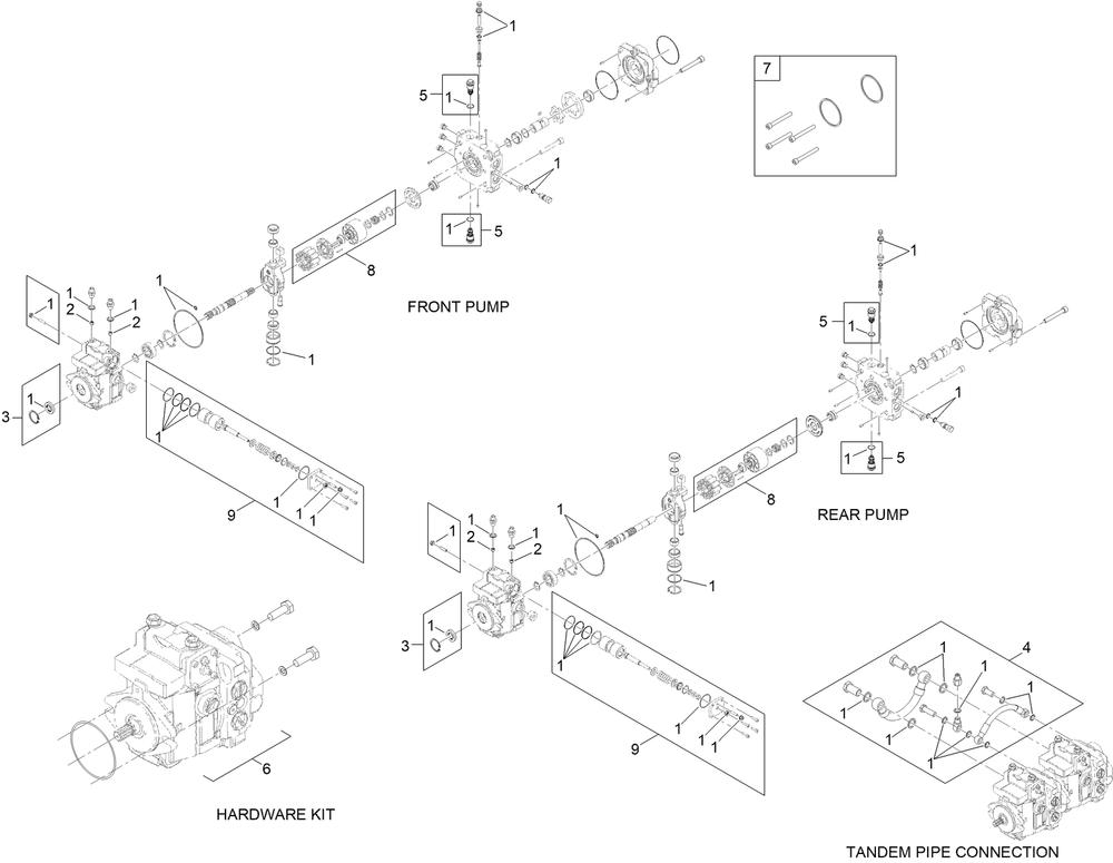 Tandem Pump Assembly No. 139-4733 Diagram and Parts List for 22370 413000000 - 414487256 Toro Lawn Tractor Accessories