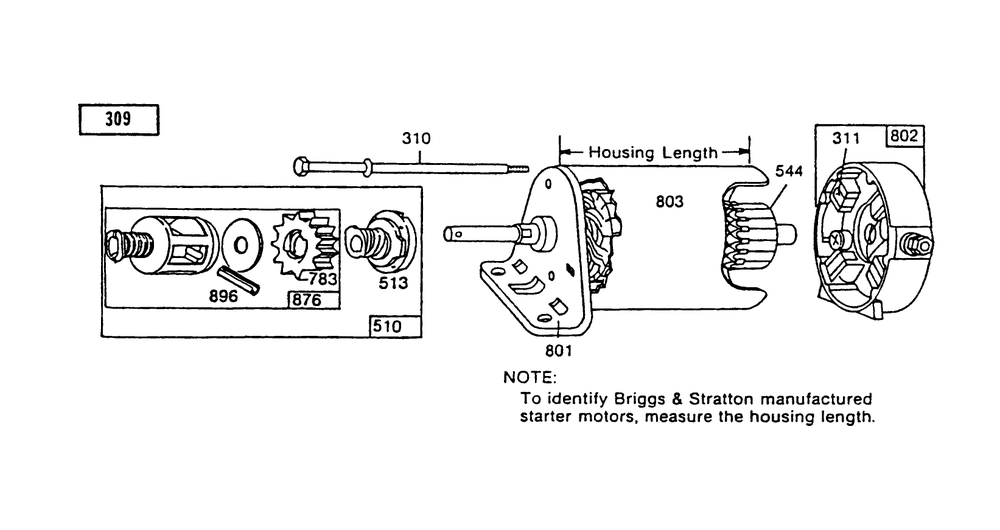 Starter-Briggs & Stratton Diagram and Parts List for 70080 5900001 - 5999999 Toro Lawn Tractor