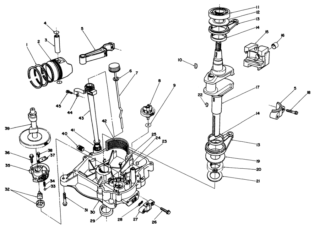 Crankcase Assembly Diagram and Parts List for 30112 6000001 - 6999999 Toro Lawn Tractor Accessories