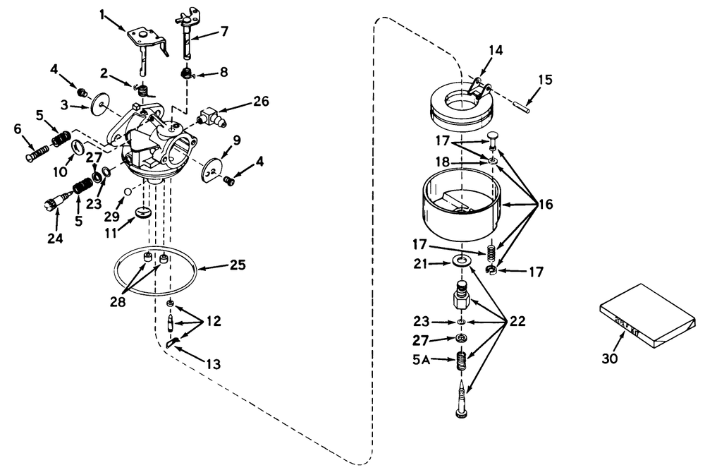 Carburetor No. 631003a Diagram and Parts List for 19251 9000001 - 9999999 Toro Lawn Mower