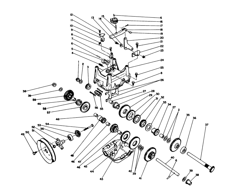Transmission Assembly No. 66-8030 Diagram and Parts List for 38573 9000001 - 9999999 Toro Snow Blower