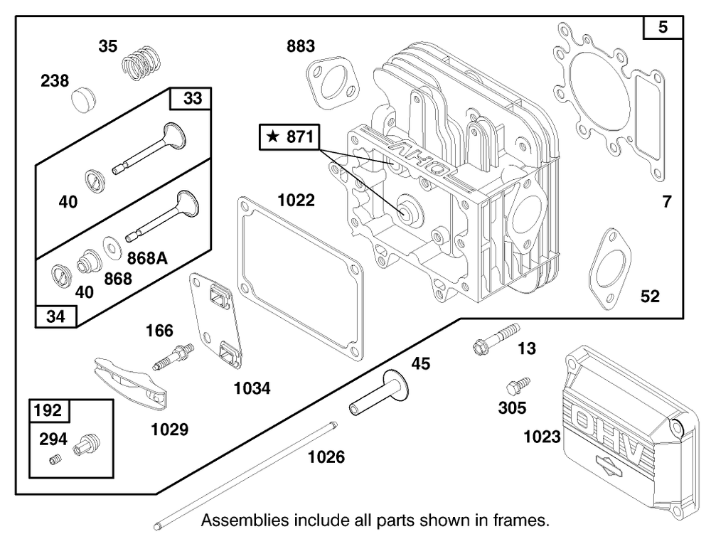 Engine Briggs & Stratton Model 28n707-0131-01 Diagram and Parts List for 71217 7900001 - 7999999 Toro Lawn Tractor