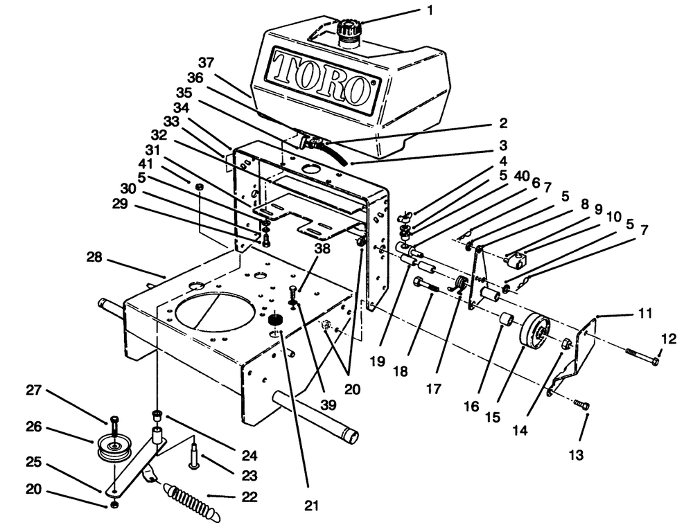 Frame Assembly Diagram and Parts List for 30176 590001 - 599999 Toro Lawn Tractor Accessories