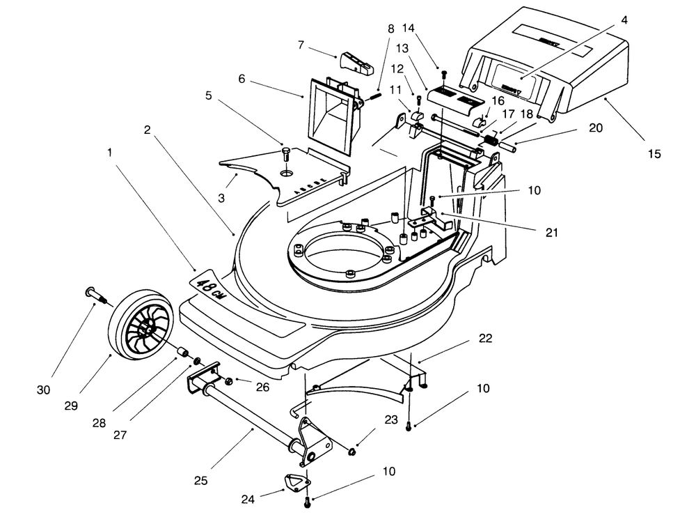 Housing Assembly Diagram and Parts List for 20929B 69000001 - 69999999 Toro Lawn Mower