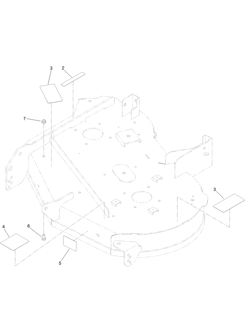 34 Inch Deck And Decal Assembly No. 130-7017 Diagram and Parts List for 74750 316000001 - 316999999 Toro Lawn Tractor