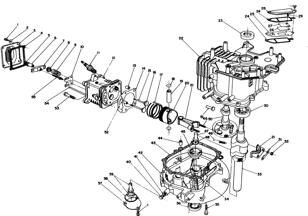 Crankcase Assembly (Model No. Vml0-5) Diagram and Parts List for 20926B 2000001 - 2999999 Toro Lawn Mower