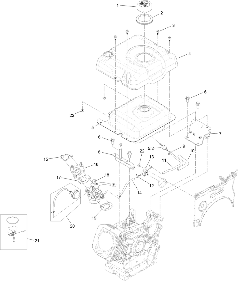 Fuel Systems And Carburetor Assembly Diagram and Parts List for 38842 414000000 - 414036324 Toro Snow Blower