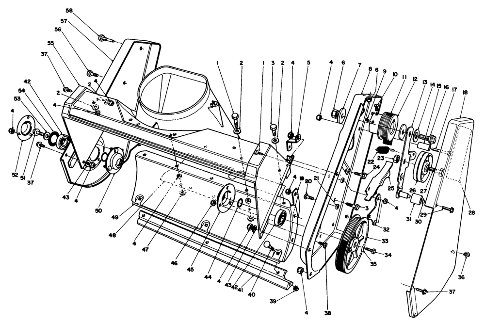 Housing Assembly Diagram and Parts List for 38186 2000001 - 2999999 Toro Snow Blower