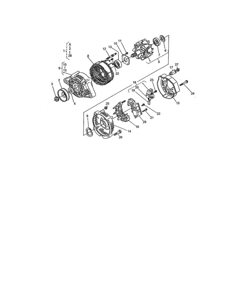 Alternator Assembly Diagram and Parts List for 74264 260000001 AND UP Toro Lawn Mower