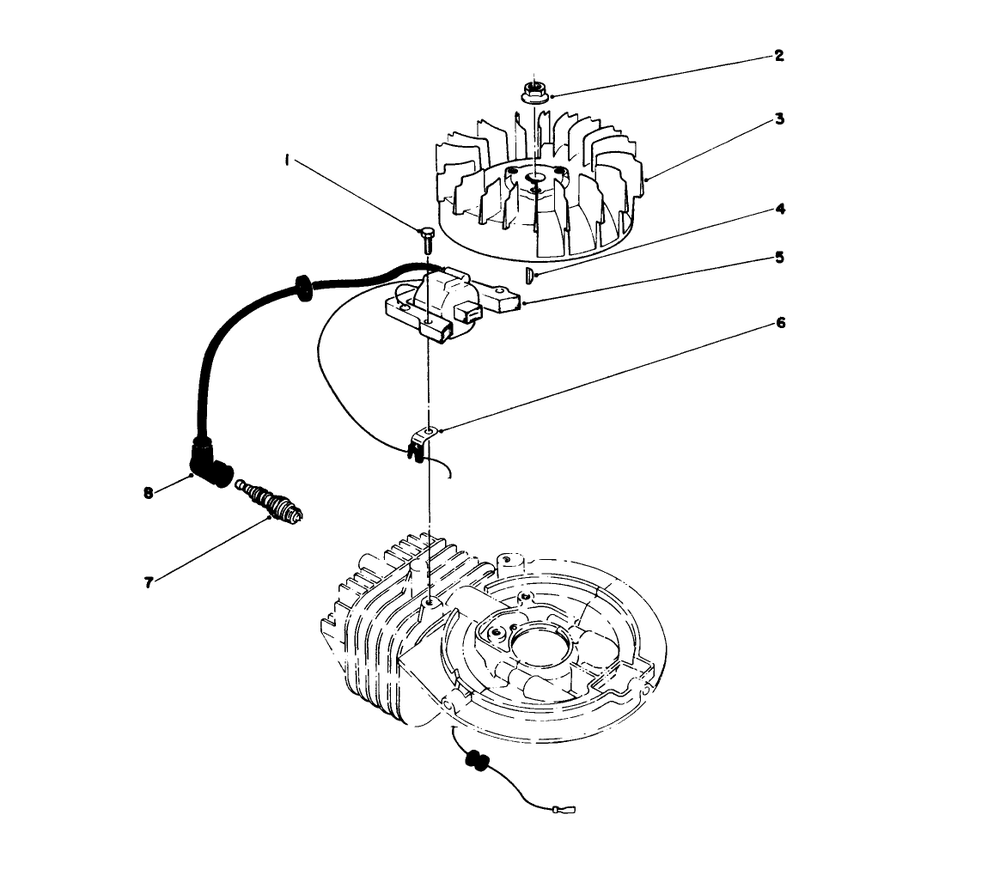 Ignition Assembly (Model No. 47pj8) Diagram and Parts List for 16212C 9000001 - 9999999 Toro Lawn Mower