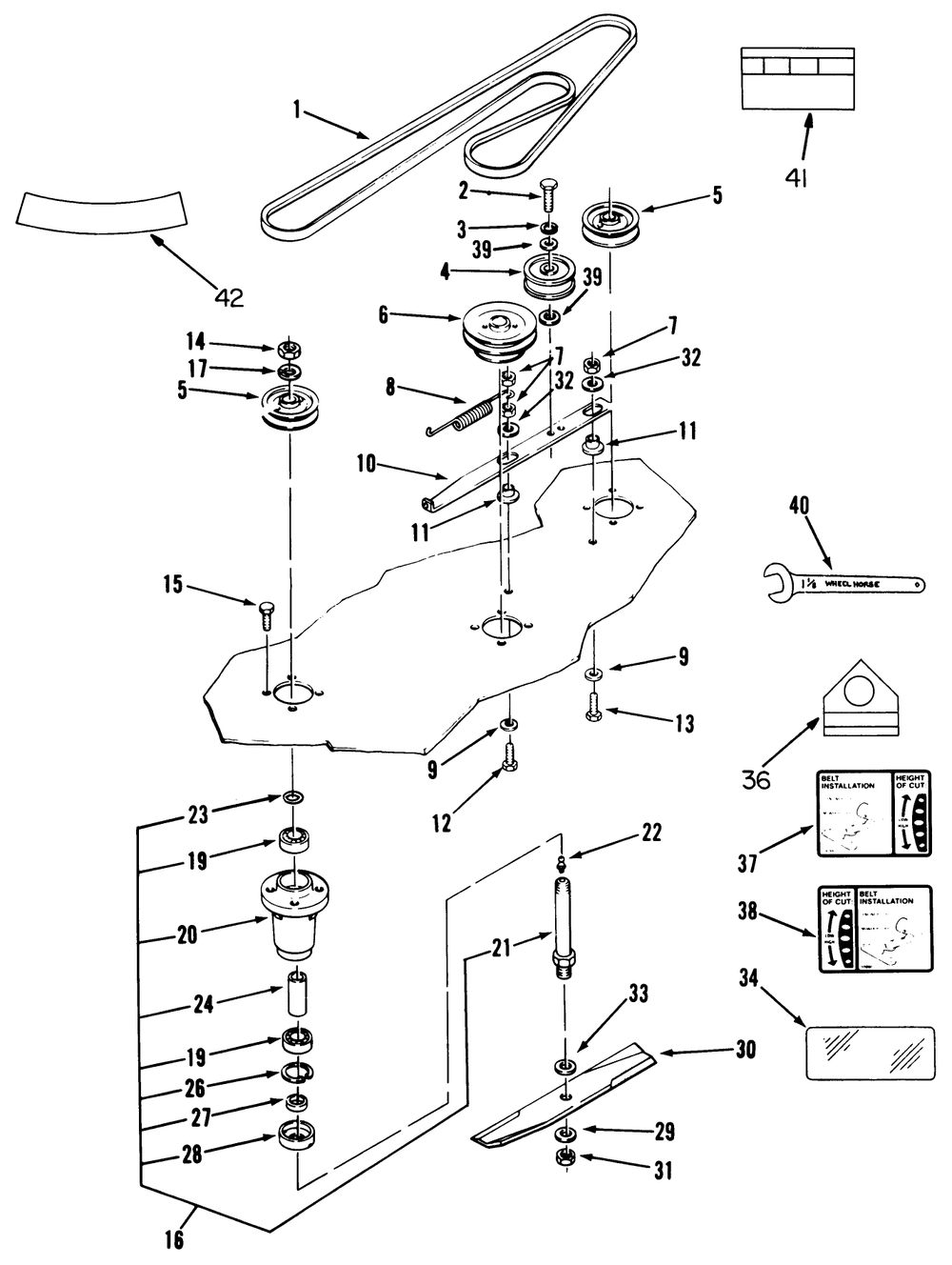 Belt & Spindle Assembly (Continued) Diagram and Parts List for 15-48SC03 1000001 - 1999999 Toro Lawn Mower