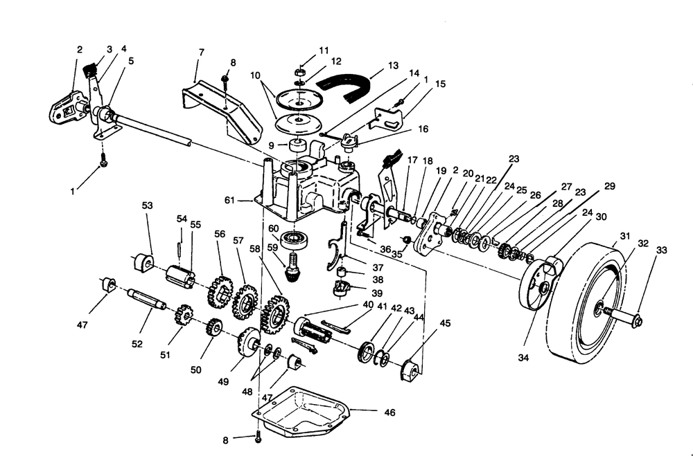 Gear Case Assembly Diagram and Parts List for 26630B 4900001 - 4999999 Toro Lawn Mower