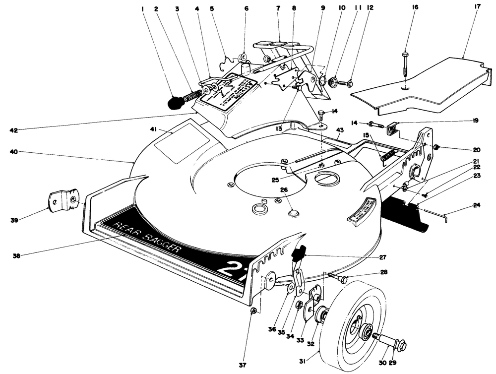 Housing Assembly Diagram and Parts List for 20715 1000001 - 1999999 Toro Lawn Mower