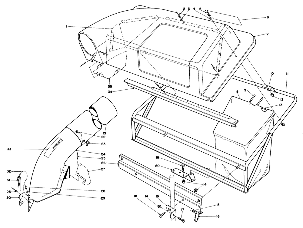 Twin Bagger Grass Catcher Model No. 59122 (Optional) Diagram and Parts List for 57360 3000001 - 3999999 Toro Lawn Tractor