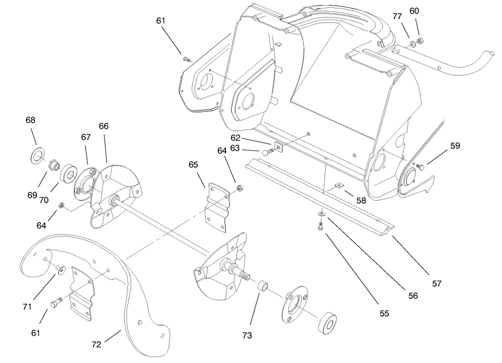 Auger Assembly Diagram and Parts List for 38170 7900001 - 7999999 Toro Snow Blower