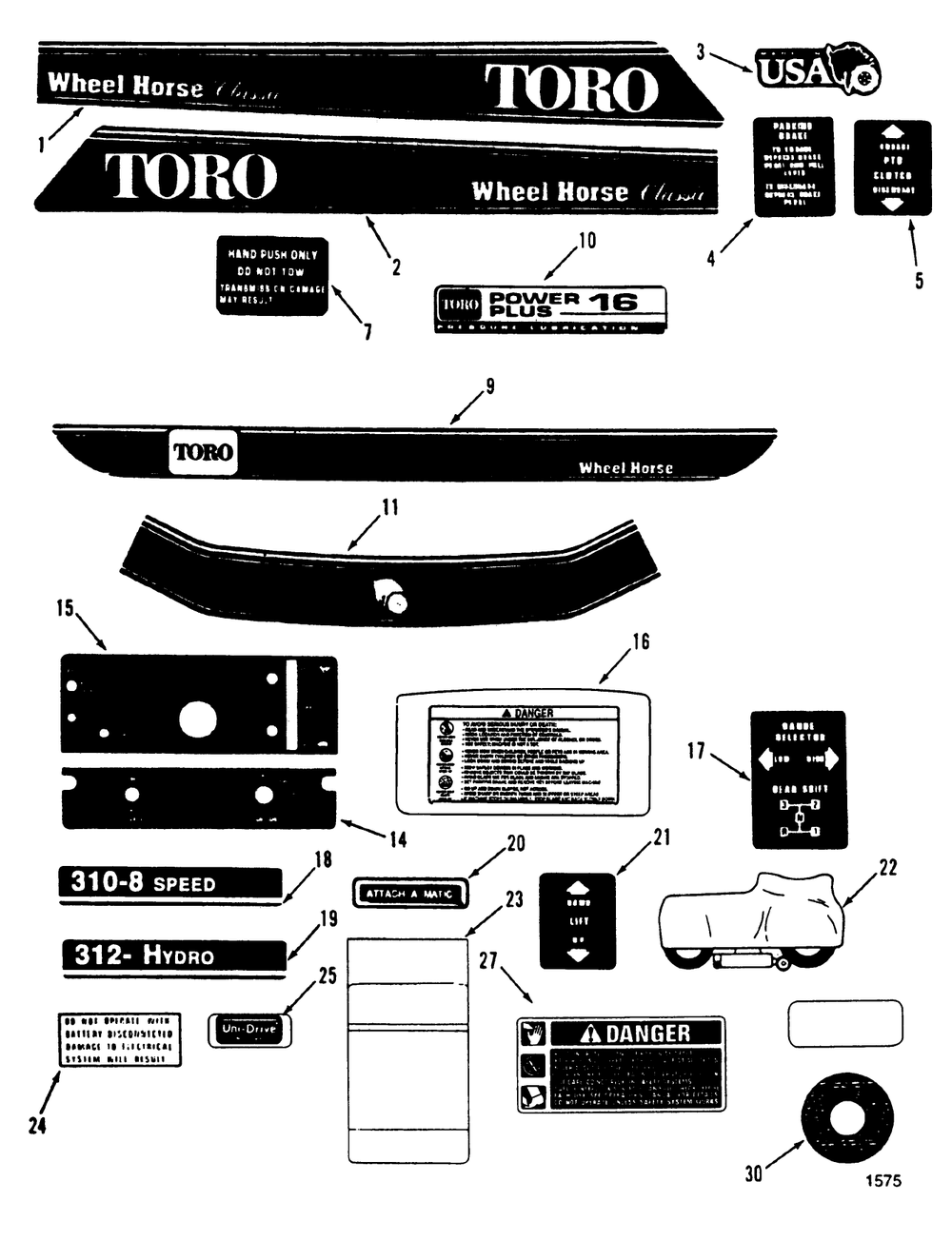 Decals Diagram and Parts List for 31-10K803 2000001 - 2999999 Toro Lawn Tractor