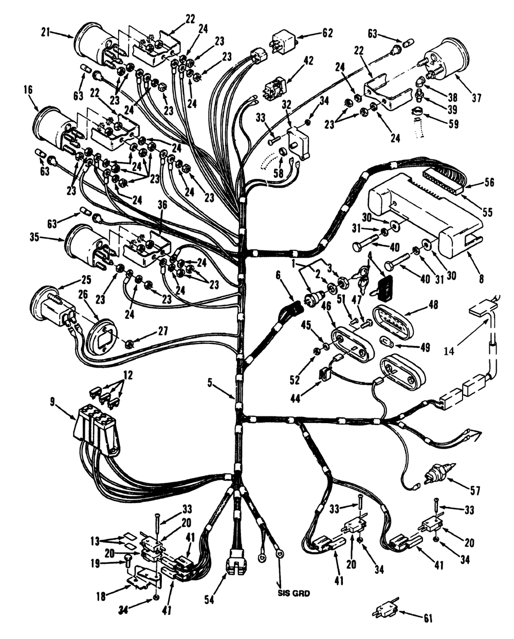 Electrical System Diagram and Parts List for R1-20OE02 2000001 - 2999999 Toro Lawn Tractor