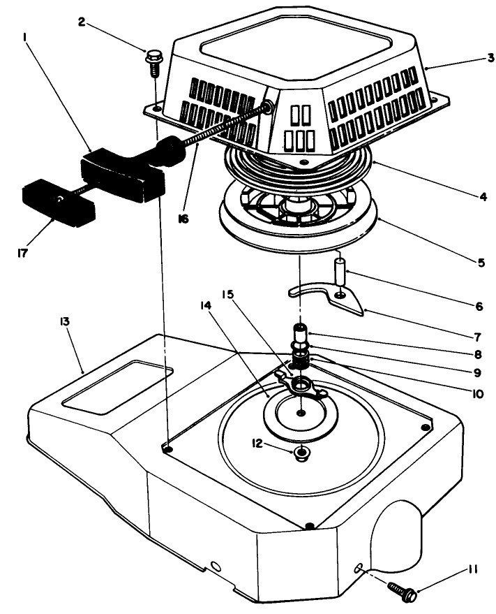 Recoil Assembly (Model No. Vml0-2) Diagram and Parts List for 20320 2000001 - 2999999 Toro Lawn Mower
