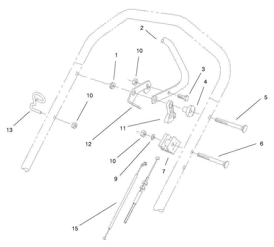 Handle Control Assembly Diagram and Parts List for 26637 8900001 - 8999999 Toro Lawn Mower