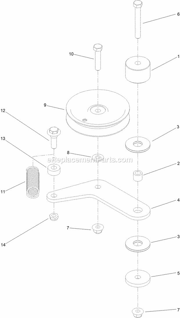 Pump Idler Assembly Diagram and Parts List for 74588 314000001-314999999 Toro Lawn Mower