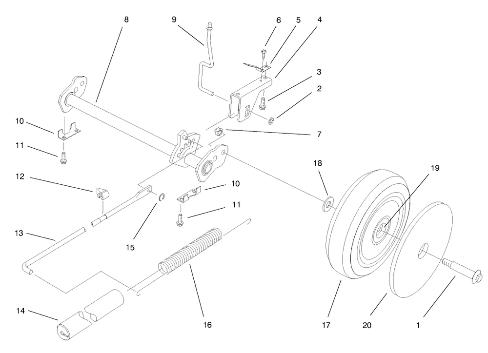 Deck Suspension Assembly Diagram and Parts List for 20804 8900001 - 8999999 Toro Lawn Mower