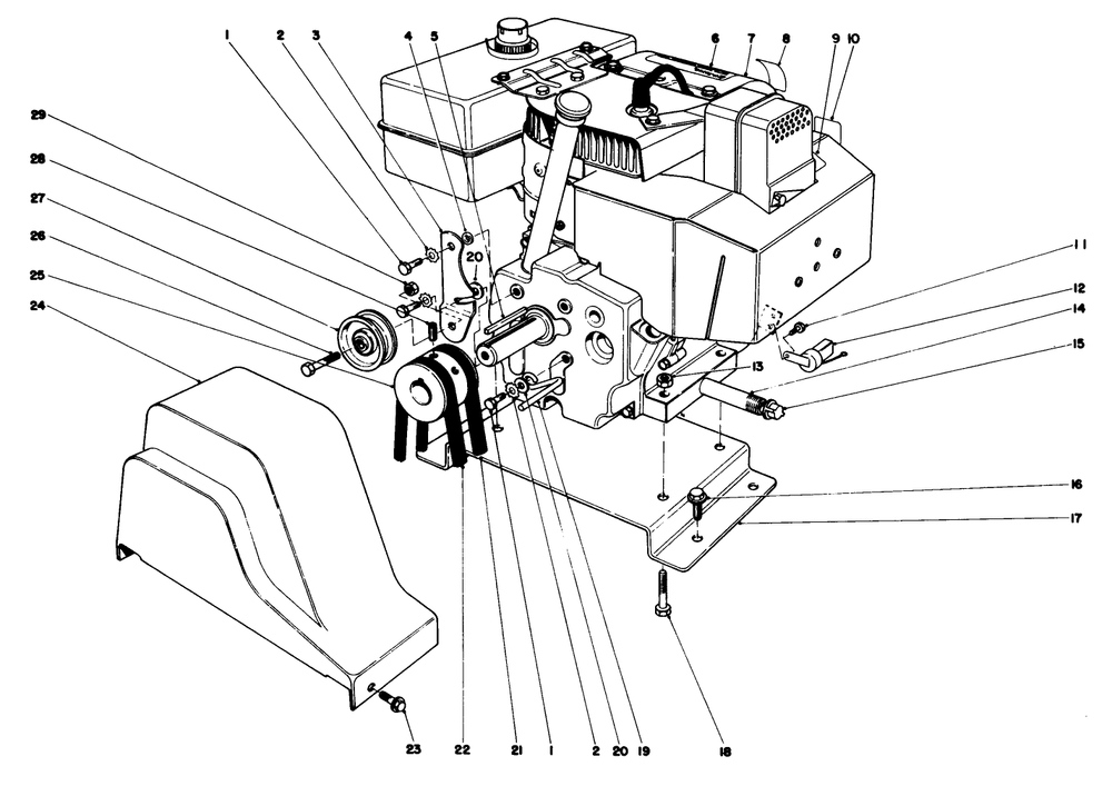 Engine Assembly Diagram and Parts List for 38085 5000001 - 5999999 Toro Snow Blower