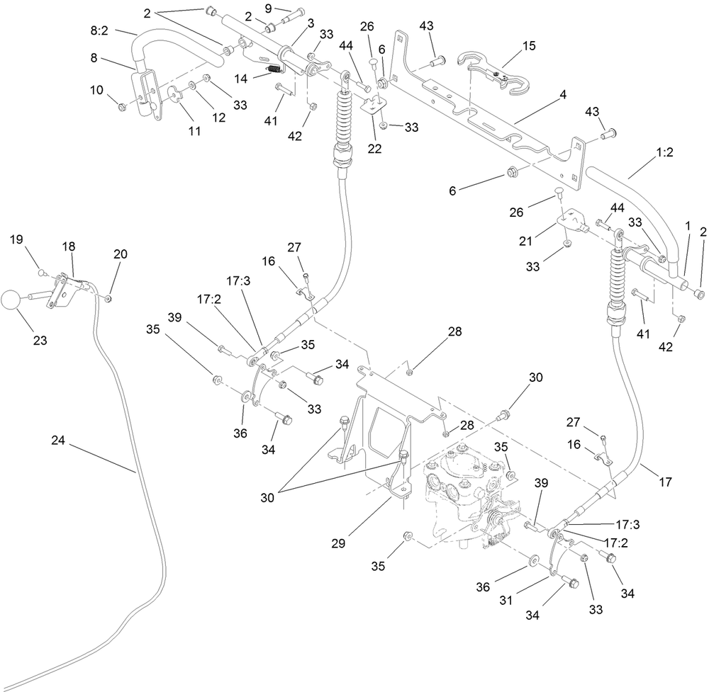 Control Assembly Diagram and Parts List for 74589 (313001001-313999999)(2013) Toro Lawn Mower