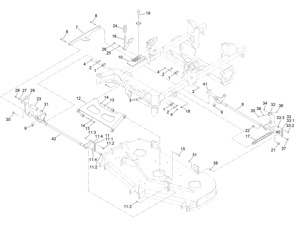 Deck Lift Assembly Diagram and Parts List for 18765TE 400000000 - 414589899 Toro Lawn Tractor