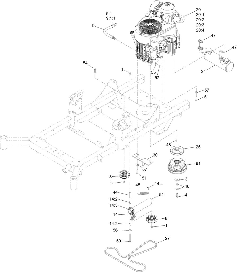 Engine Assembly Diagram and Parts List for 78472 404315000-999999999 Toro Lawn Tractor