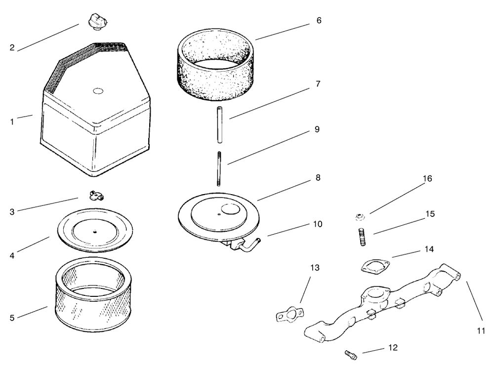 Air Cleaner, Filtration/Intake Manifold Diagram and Parts List for 30183 990001 - 999999 Toro Lawn Tractor Accessories