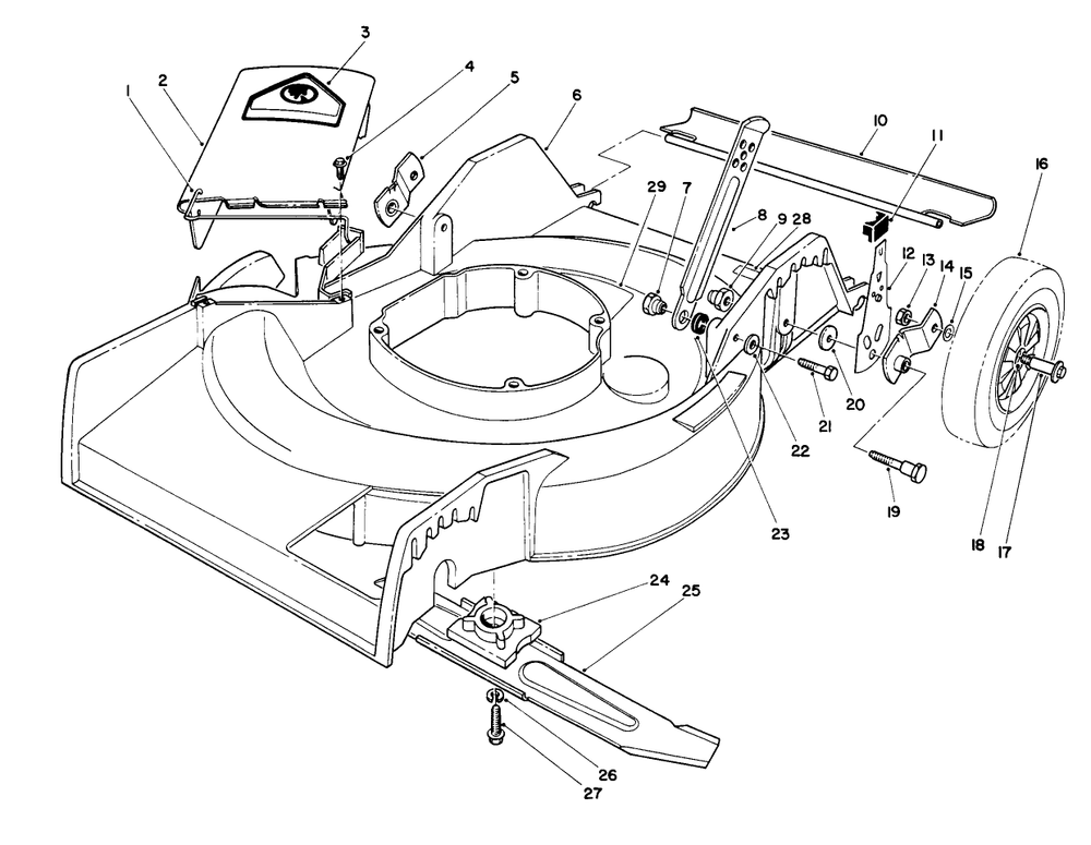 Housing Assembly Diagram and Parts List for 16401 4900001 - 4999999 Toro Lawn Mower