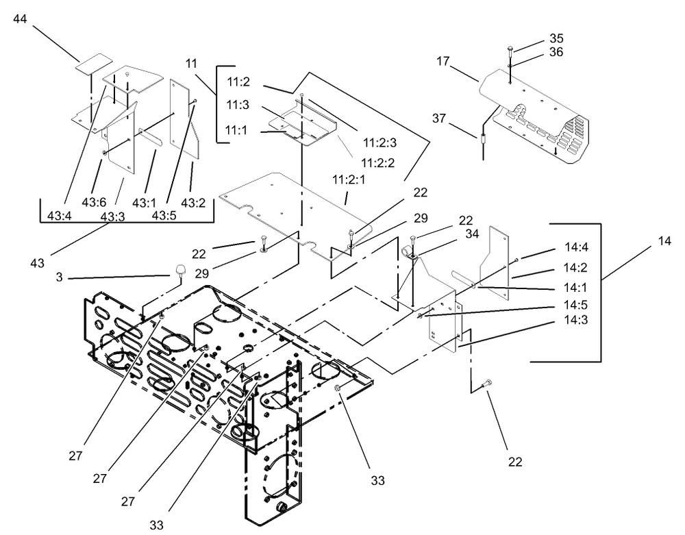 Shield Assembly Diagram and Parts List for 74231 (230006001-230999999)(2003) Toro Lawn Mower